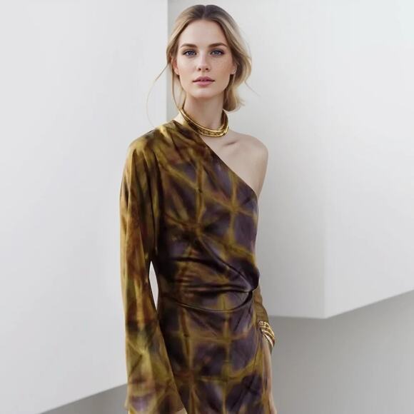 RARE! ZARA Asymmetric Midi Dress NWT Size M - Picture 14 of 16